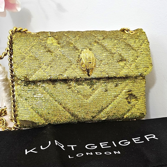 Kurt Geiger London Midi Kensington Sequins Crossbody – Golden Yellow - NWT - Picture 7 of 7